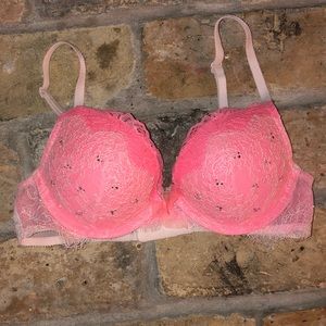 Pink Lacy Victoria’s Secret Dream Angel Pushup Bra